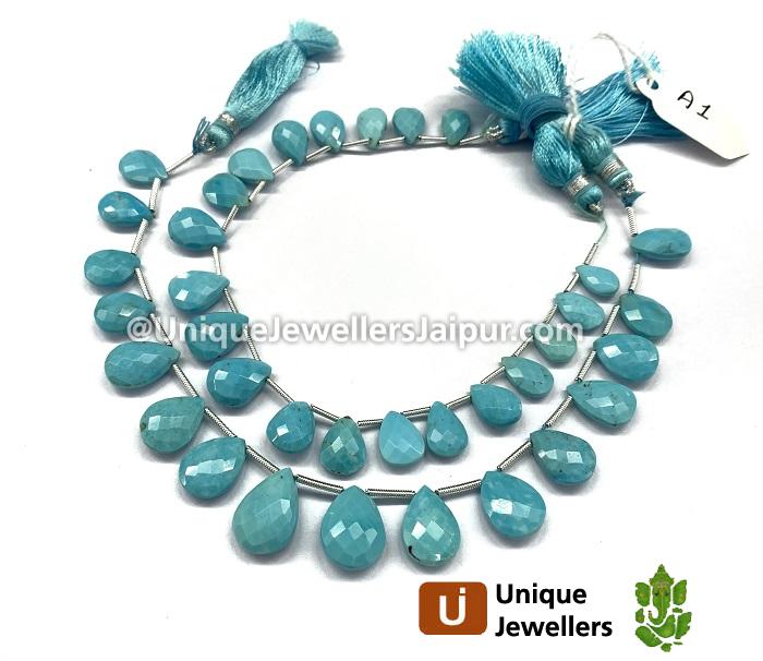 Sleeping Beauty Turquoise Faceted Pear Beads