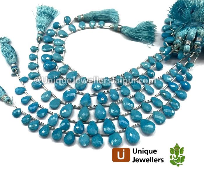 Sleeping Beauty Turquoise Faceted Pear Beads