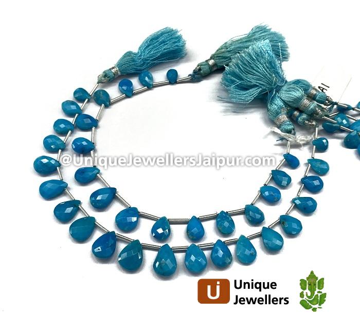 Sleeping Beauty Turquoise Faceted Pear Beads