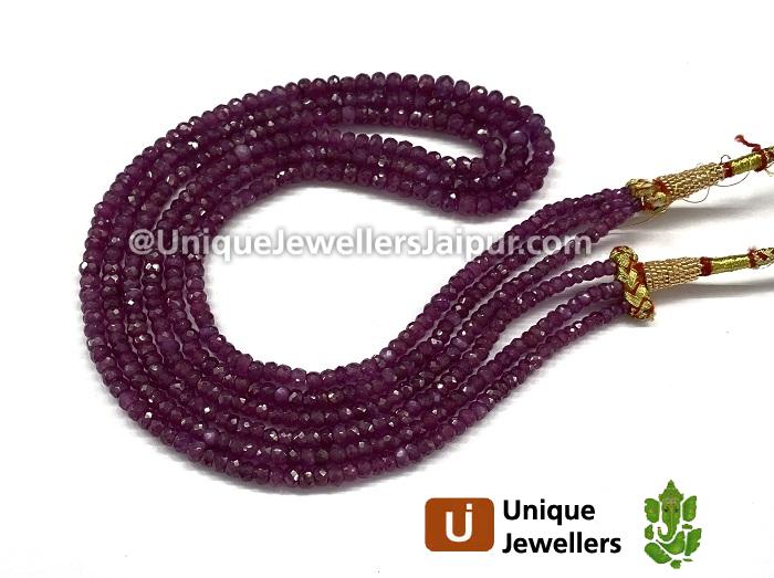 Ruby Faceted Roundelle Beads