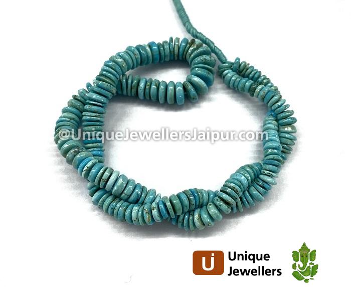 Natural Sleeping Beauty Turquoise Smooth Tyre Beads