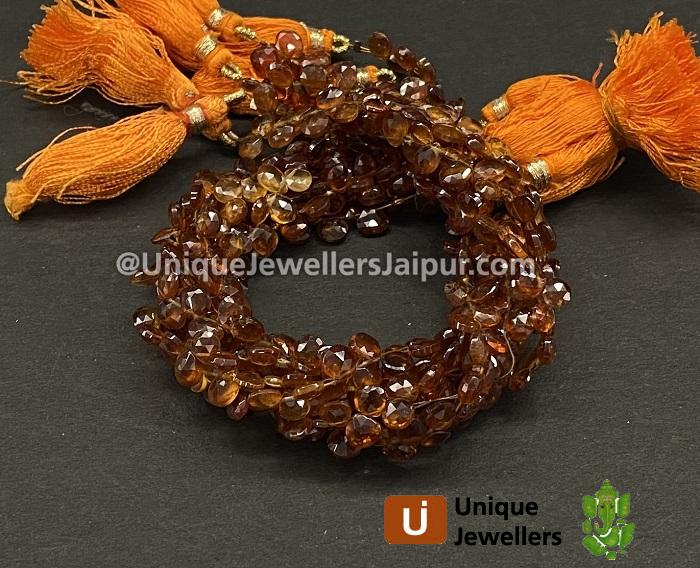 Spessartite Faceted Heart Beads