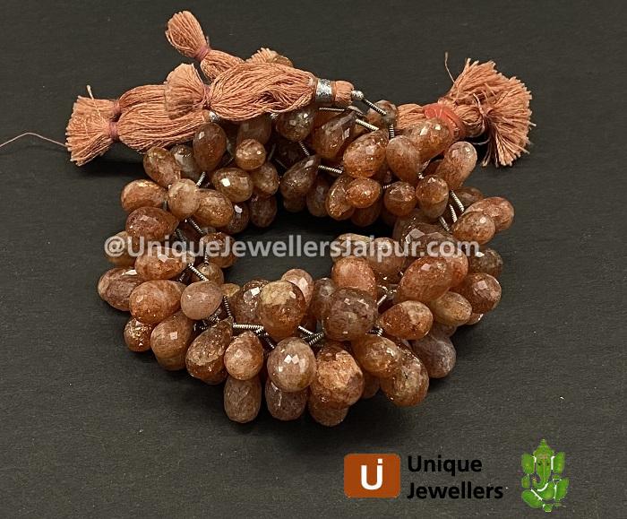 Sunstone Faceted Drop Beads