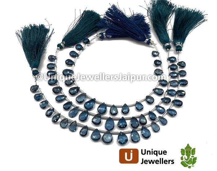 London Blue Topaz Far Faceted Pear Beads