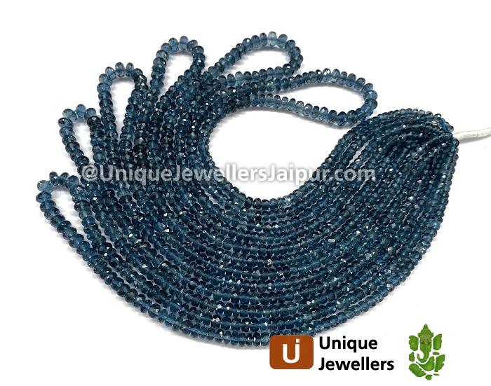 London Blue Topaz Faceted Roundelle Beads