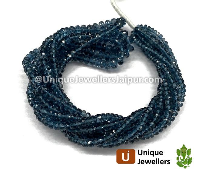 London Blue Topaz Faceted Roundelle Beads