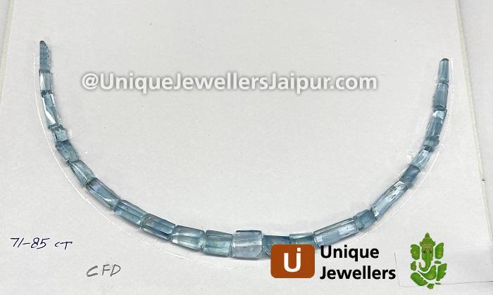 Aquamarine Step Cut Tube Beads