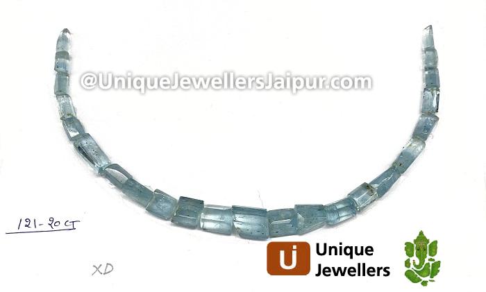 Aquamarine Step Cut Tube Beads