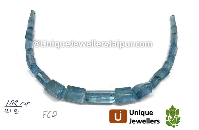 Aquamarine Step Cut Tube Beads