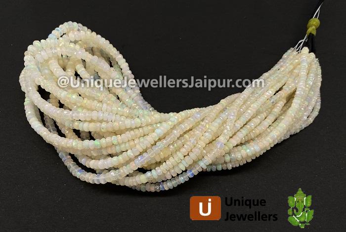 Off White Ethiopian Opal Faceted Roundelle Beads