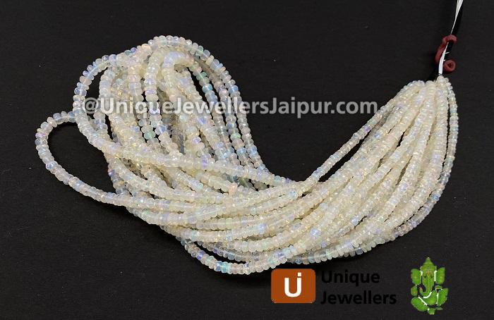 White Ethiopian Opal Faceted Roundelle Beads