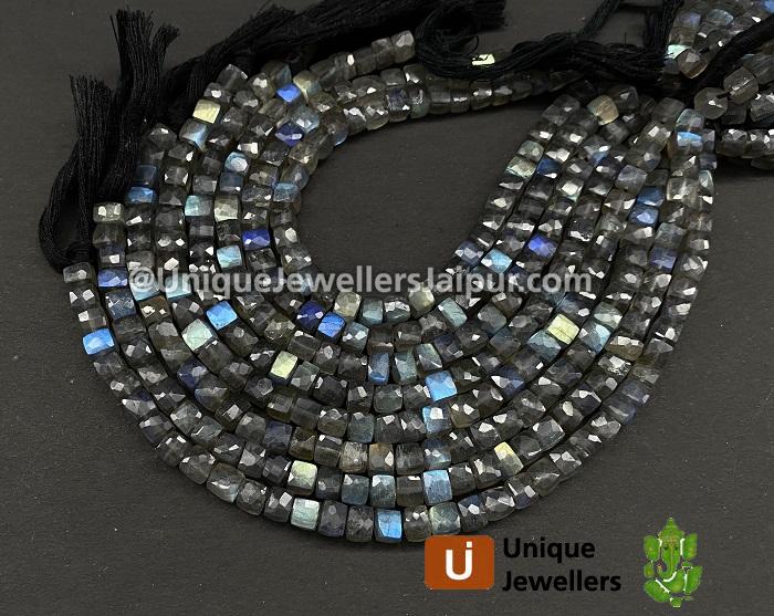 Labradorite Far Faceted Cube Beads