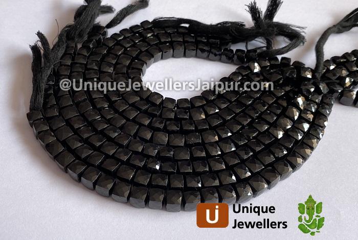 Black Spinel Faceted Cube Beads
