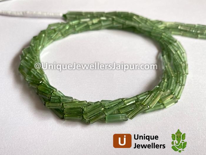 Basil Green Tourmaline Smooth Tube Beads