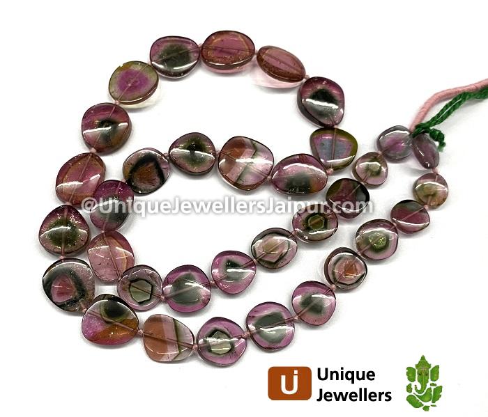 Watermelon Tourmaline Smooth Slices Beads