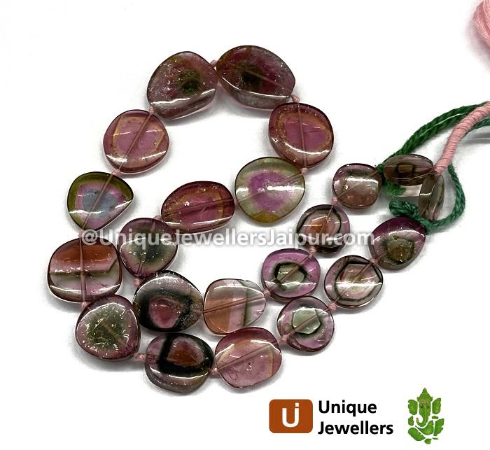 Watermelon Tourmaline Smooth Slices Beads