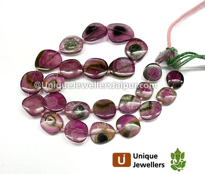 Watermelon Tourmaline Smooth Slices Beads