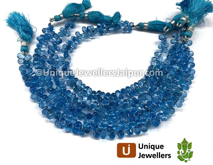 Swiss Blue Topaz Faceted Drop Beads