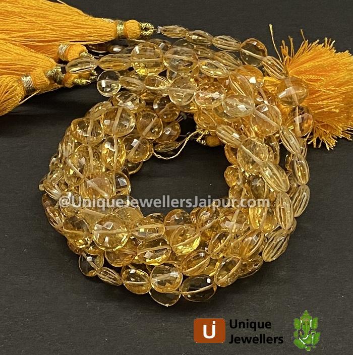 Citrine Faceted Coin Beads
