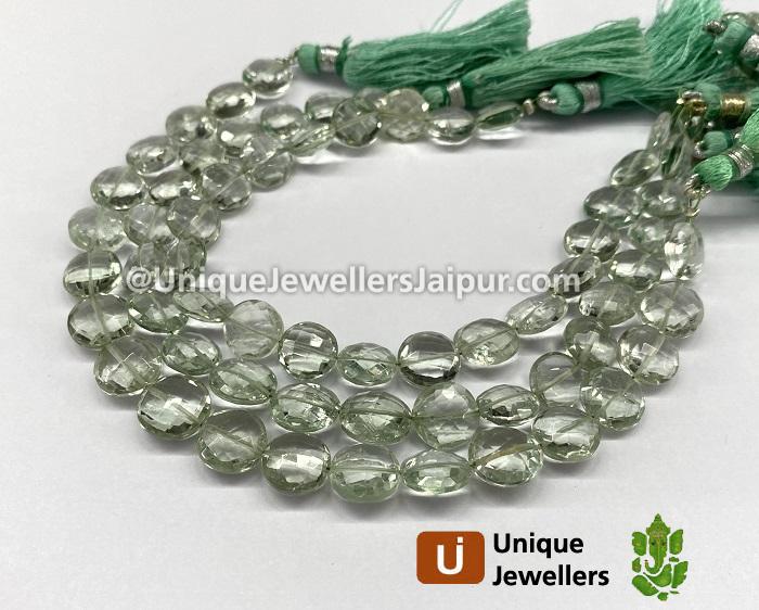 Green Amethyst Faceted Coin Beads