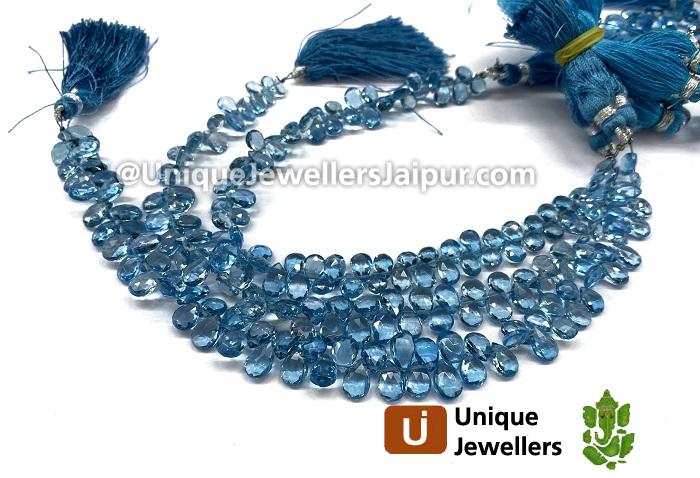 Swiss Blue Topaz Faceted Pear Beads
