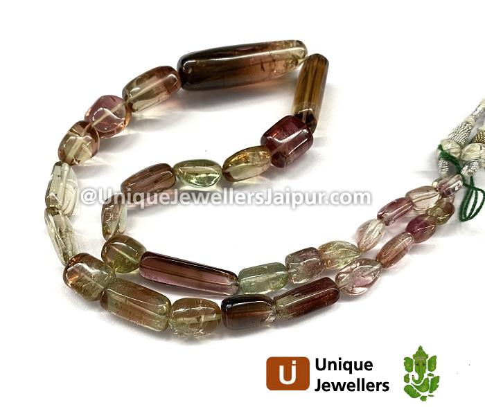 Bi Colour Tourmaline Smooth Nugget Beads