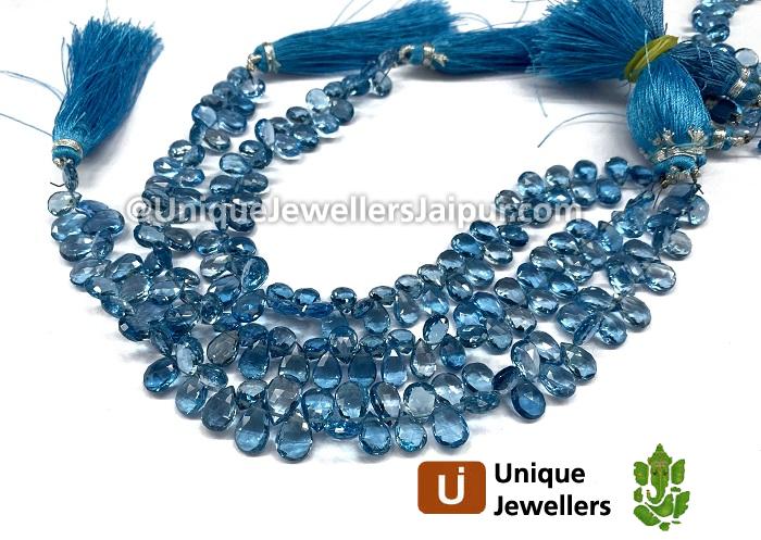 Swiss Blue Topaz Far Faceted Pear Beads