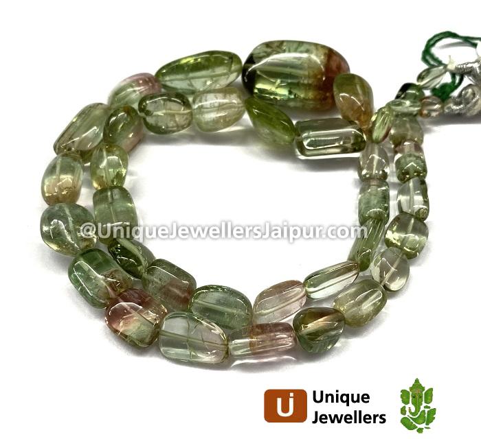 Bi Colour Tourmaline Smooth Nugget Beads