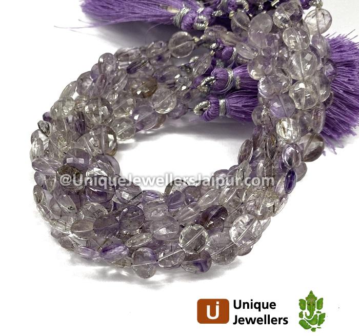 Moss Amethyst Faceted Coin Beads