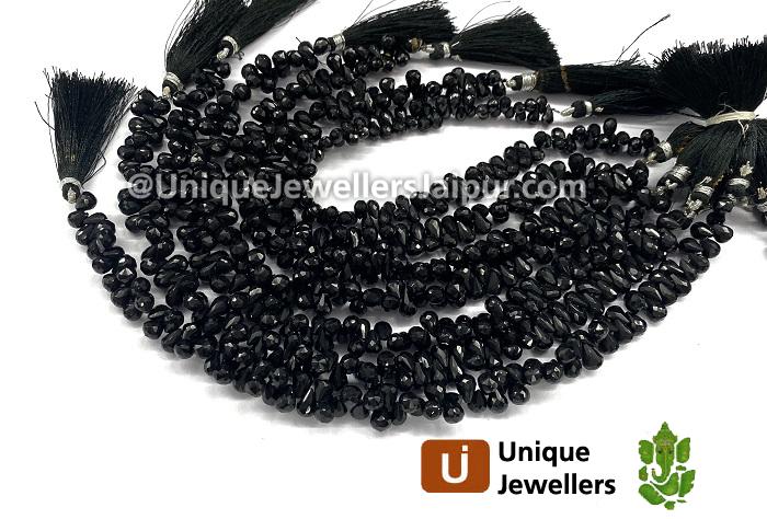 Black Spinel Faceted Drop Beads