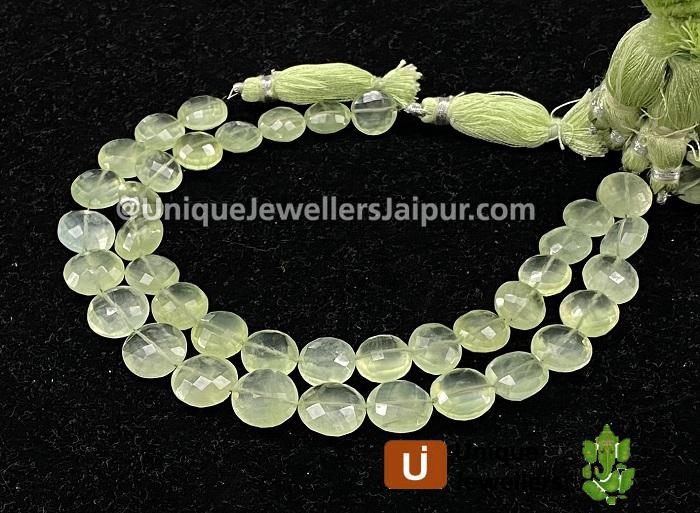 Prehnite Faceted Coin Beads