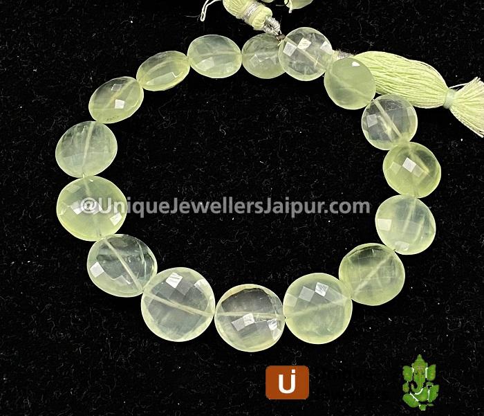 Prehnite Far Faceted Coin Beads