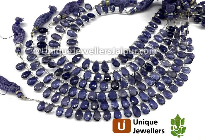 Iolite Far Faceted Pear Beads