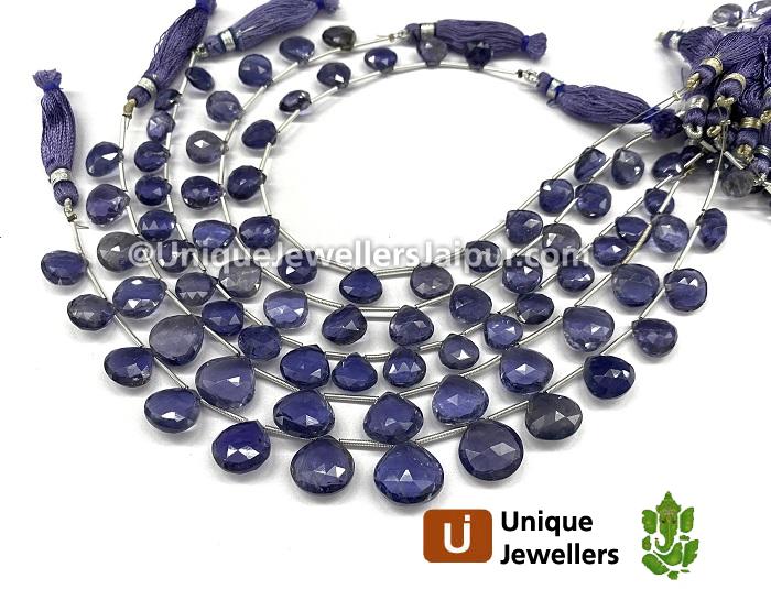 Iolite Far Faceted Heart Beads