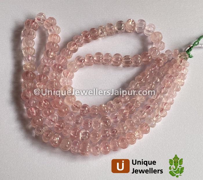 Pink Morganite Carved Pumpkin Beads