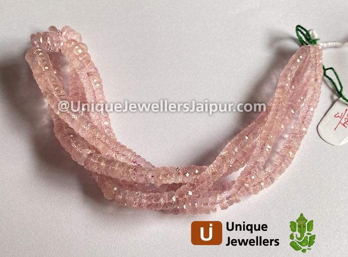 Pink Morganite Faceted Tyre Beads