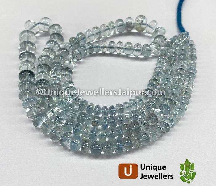 Moss Aquamarine Far Smooth Roundelle Beads 