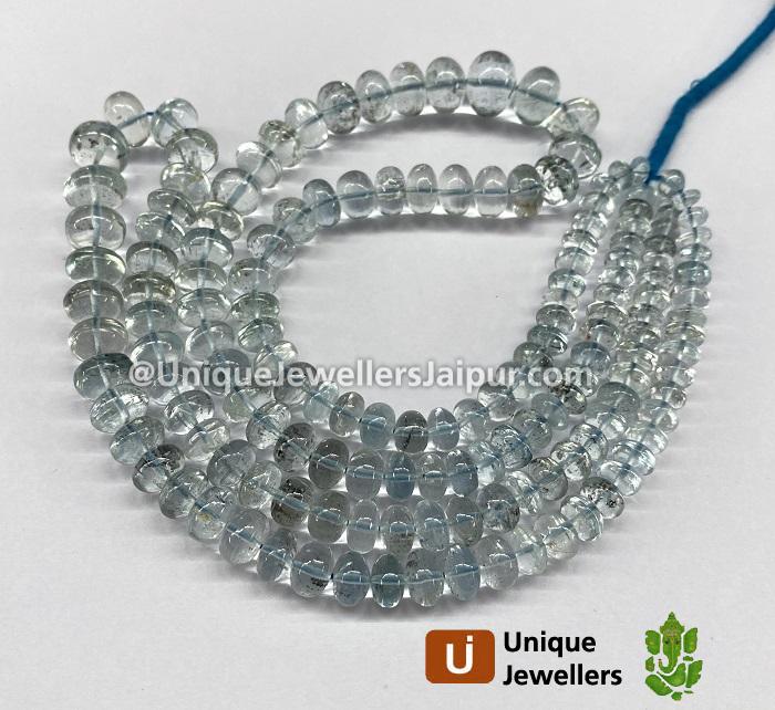 Moss Aquamarine Far Smooth Roundelle Beads