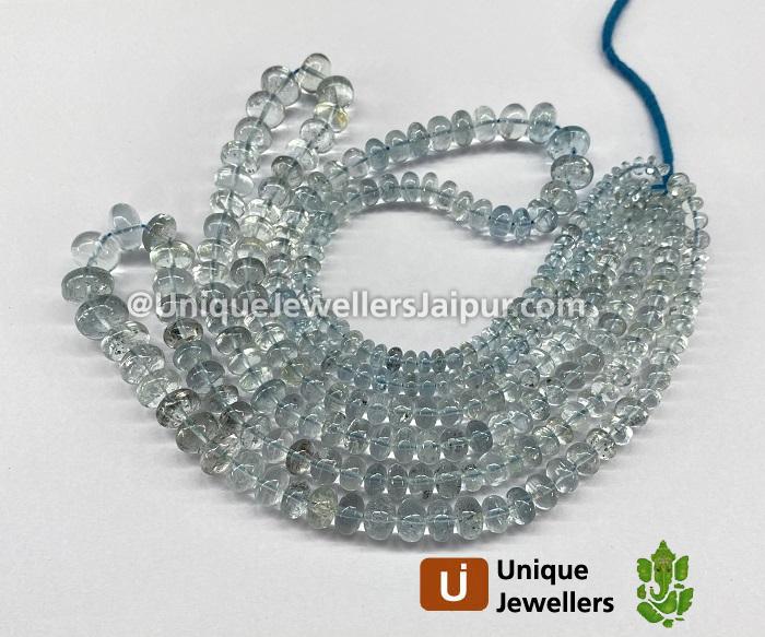 Moss Aquamarine Far Smooth Roundelle Beads