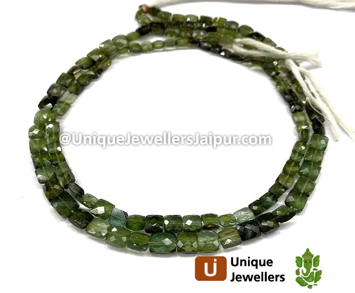 Multi Green Tourmaline Faceted Chicklet Beads