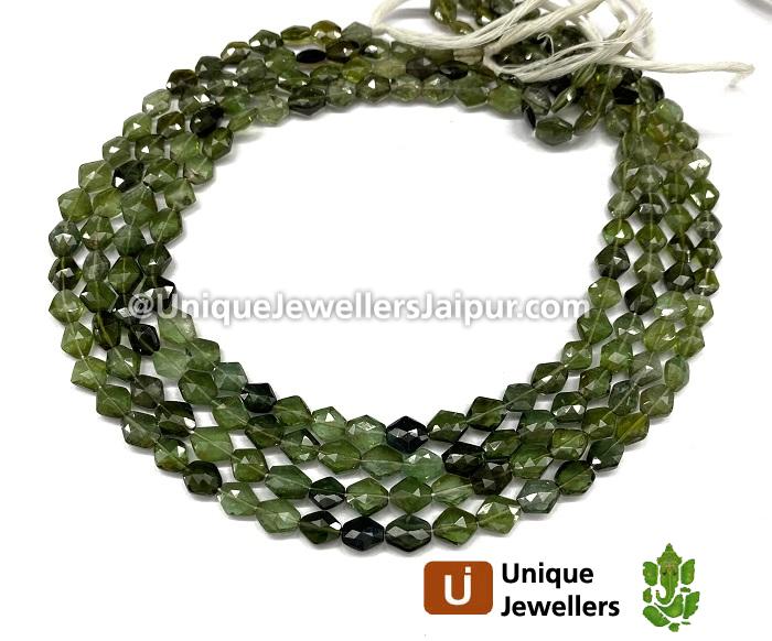 Multi Green Tourmaline Faceted Pentagon Beads