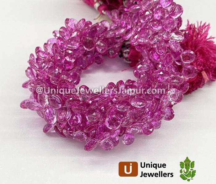White Shadow Pink Topaz Faceted Pear Beads