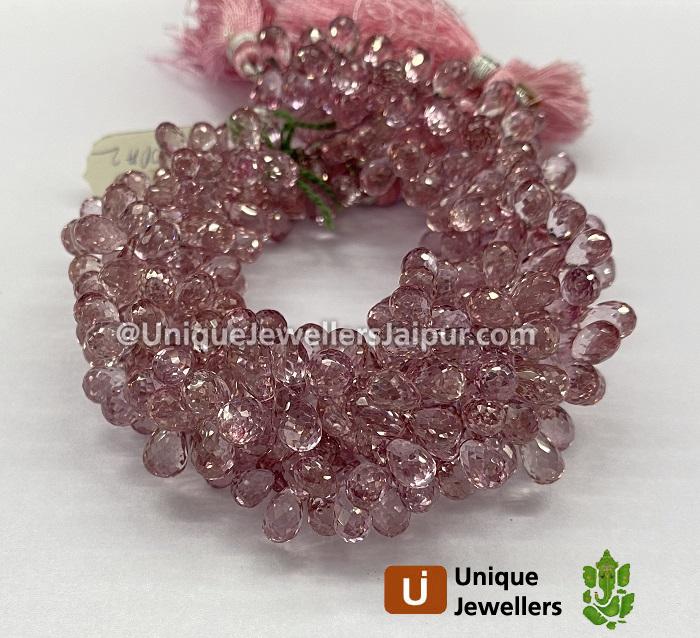 Pink Topaz Faceted Drop Beads