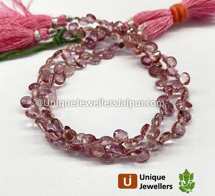 Pink Topaz Faceted Heart Beads