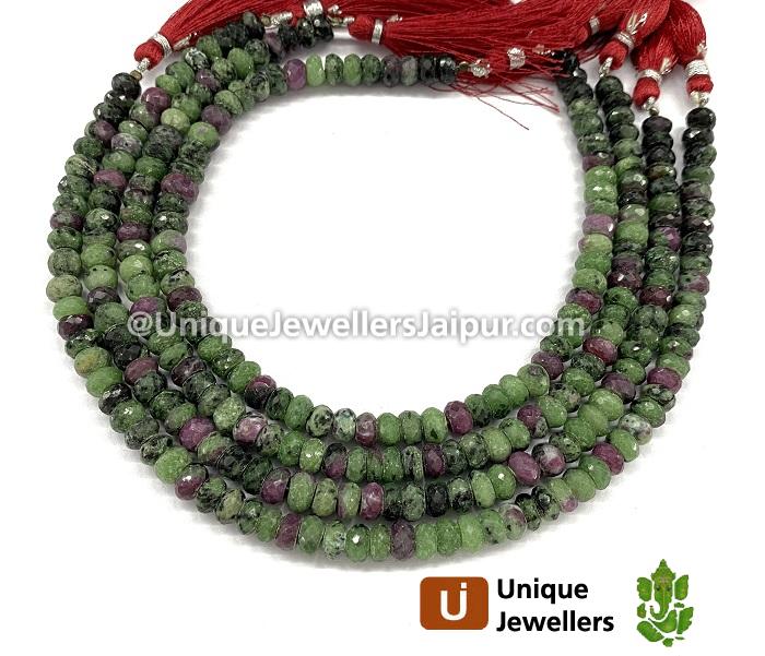 Ruby Zoisite Far Faceted Roundelle Beads