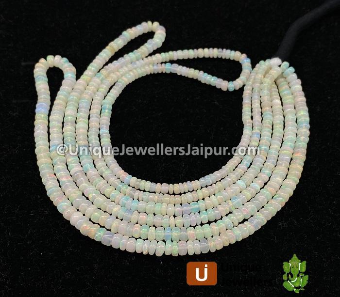 White Ethiopian Opal Smooth Roundelle Beads