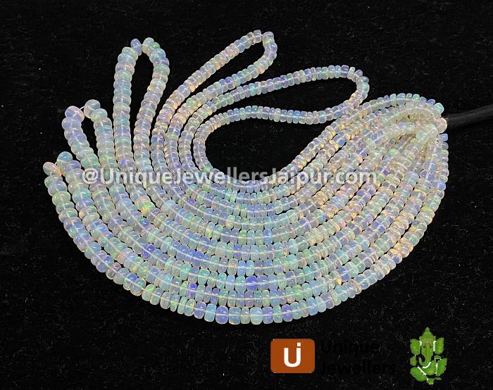 White Ethiopian Opal Far Smooth Roundelle Beads