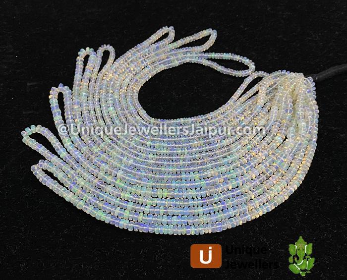 White Ethiopian Opal Smooth Roundelle Beads