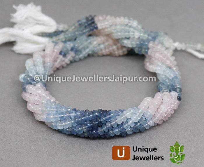 Multi Milky Aquamarine Smooth Roundelle Beads