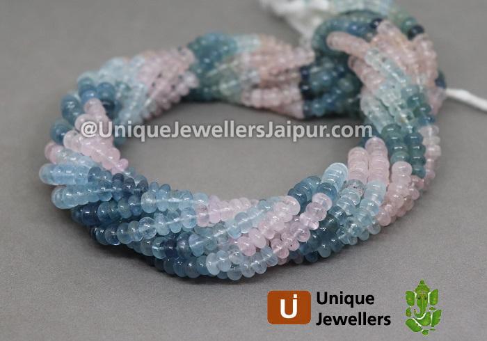 Multi Milky Aquamarine Smooth Roundelle Beads